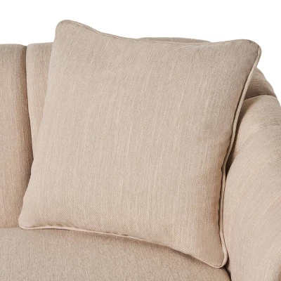 Gamay Contemporary Channel Stitched Fabric Loveseat Beige/Dark Walnut - Christopher Knight Home 2 Gamay Contemporary Channel Stitched Fabric Loveseat Beige/Dark Walnut - Christopher Knight Home - Image 2