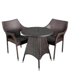 Ceylon 3-piece Wicker Patio Bistro Set - Brown - Christopher Knight Home