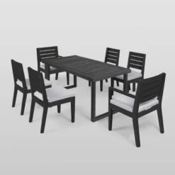 Nestor 7pc Acacia Wood Dining Set - Dark Gray/Light Gray - Christopher Knight Home