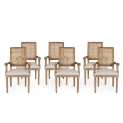 Set Of 6 Maria French Country Wood And Cane Upholstered Dining Chairs - Christopher Knight Home 33 Set Of 6 Maria French Country Wood And Cane Upholstered Dining Chairs - Christopher Knight Home -FurniVerse Store GUEST bab83799 919b 4733 b371 47f705a81437