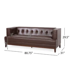 Raintree Mid Century Modern Faux Leather Tufted 3 Seater Sofa Dark Brown/Espresso - Christopher Knight Home -FurniVerse Store GUEST bb3c3cef 4d8e 4b5b b7bc 6b74c61d4bd2