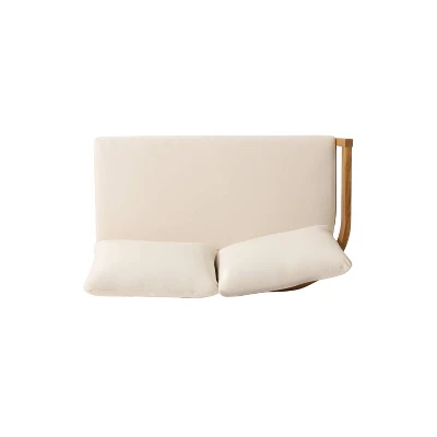 Christopher Knight Home 4pc Brooklyn Teak Outdoor Sectional Chat Set With Cushions Beige 4 Christopher Knight Home 4pc Brooklyn Teak Outdoor Sectional Chat Set With Cushions Beige - Image 4