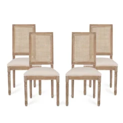 Set Of 4 Regina French Country Wood And Cane Upholstered Dining Chairs - Christopher Knight Home -FurniVerse Store GUEST bc160784 c42b 4f46 85ad 88e32120610e