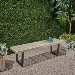 Christopher Knight Home Fresno Outdoor Acacia Wood And Iron Dining Bench