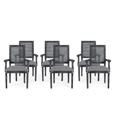 Set Of 6 Maria French Country Wood And Cane Upholstered Dining Chairs - Christopher Knight Home 18 Set Of 6 Maria French Country Wood And Cane Upholstered Dining Chairs - Christopher Knight Home - Image 18