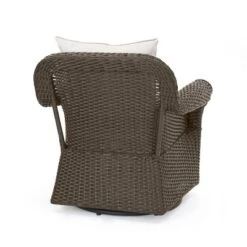 Amaya 5pc Outdoor 4 Wicker Swivel Chair & Fire Pit Set - Dark Brown/Beige/Matte Black - Christopher Knight Home -FurniVerse Store GUEST bcc8b2ec d672 4700 9e6e 495ef0578762