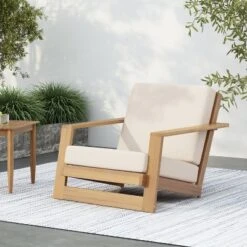 Christopher Knight Home Bennion Modern Acacia Wood Outdoor Accent Chair With Deep Seating -FurniVerse Store GUEST bcd07f7e 942c 4664 9264 5626fb499695