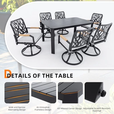 Christopher Knight Home Vale 7 Piece Outdoor Aluminum And Sunbrella Cushions Dining Set With 59" Rectangular Table 6 Christopher Knight Home Vale 7 Piece Outdoor Aluminum And Sunbrella Cushions Dining Set With 59" Rectangular Table - Image 6