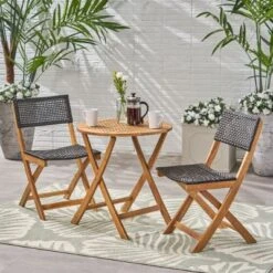 Foldable Design Patio Bistro Set 2 Piece Outdoor, Patio Table And Chairs Set, Christopher Knight Home Outdoor Furniture -FurniVerse Store GUEST bde16ad4 ad4f 4b8f b62c 01538dfef4de