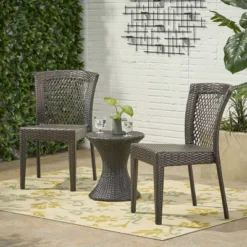 Christopher Knight Home Riggs Outdoor Wicker 3 Piece Stacking Chair Chat Set, Multibrown -FurniVerse Store GUEST be36dd16 b42e 41d3 b39a f61e5f5b4f98