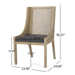 Christopher Knight Home Set Of 2 Maurers Cane And Wood Upholstered Dining Chairs Charcoal/Natural -FurniVerse Store GUEST bf003170 93b6 48e2 a496 f99538e7aaa5