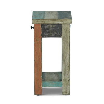 Meader Boho Handmade Distressed Mango Wood End Table - Christopher Knight Home 4 Meader Boho Handmade Distressed Mango Wood End Table - Christopher Knight Home - Image 4