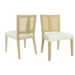 Christopher Knight Home Hassan Rubberwood Upholstered Dining Chairs With Cane Webbing(Set Of 2) -FurniVerse Store GUEST c0131425 d8c7 4dee 97c7 64834286ef55