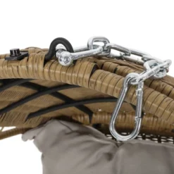 Greystone Indoor/Outdoor Wicker Hanging Chair With 8' Chain - Light Brown/Beige - Christopher Knight Home -FurniVerse Store GUEST c0f425a7 5538 4cab afd5 ae414bbe2b67