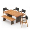 Christopher Knight Home Amara Rustic 6 Piece Outdoor Acacia Wood Dining Set With Rattan Slatted Table And Cushions