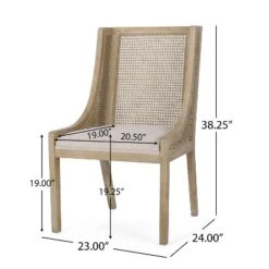 Christopher Knight Home Set Of 2 Maurers Cane And Wood Upholstered Dining Chairs Beige/Natural -FurniVerse Store GUEST c2afcf0f 2840 4c3d 9a7e 7709f0fe5516