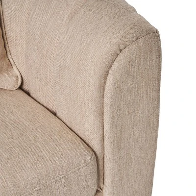 Gamay Contemporary Channel Stitched Fabric Loveseat Beige/Dark Walnut - Christopher Knight Home 3 Gamay Contemporary Channel Stitched Fabric Loveseat Beige/Dark Walnut - Christopher Knight Home - Image 3