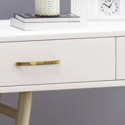 Dehaviland Modern Wood Vanity Table White/Champagne Gold - Christopher Knight Home -FurniVerse Store GUEST c32258d7 890a 4423 a388 d00834a74210