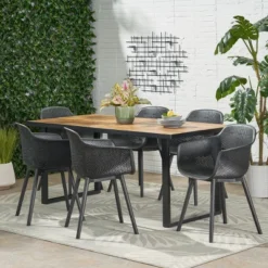 Christopher Knight Home Lotus Outdoor Acacia Wood And Resin 7 Piece Dining Set, Black/Teak 19 Christopher Knight Home Lotus Outdoor Acacia Wood And Resin 7 Piece Dining Set, Black/Teak -FurniVerse Store GUEST c3716e87 3003 4982 90be 6bbf4788ece7