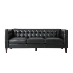 Pondway Contemporary Faux Leather Tufted 3 Seater Sofa - Christopher Knight Home -FurniVerse Store GUEST c3f81b65 db38 4109 a2b5 4ef5d42d4161