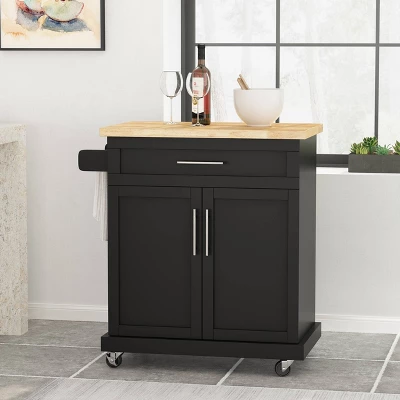 Batavia Contemporary Kitchen Cart With Wheels - Christopher Knight Home 1 Batavia Contemporary Kitchen Cart With Wheels - Christopher Knight Home