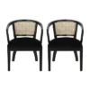 Christopher Knight Home Set Of 2 Currant Velvet And Cane Upholstered Dining Chairs Natural Brown/Black