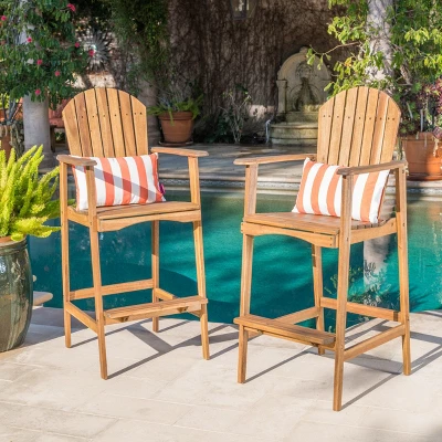 Christopher Knight Home Malibu Outdoor Acacia Wood 29.5 Inch Adirondack Barstools (Set Of 2) 10 Christopher Knight Home Malibu Outdoor Acacia Wood 29.5 Inch Adirondack Barstools (Set Of 2) - Image 10
