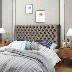 Upholstered Headboard Queen Size With Button-Tufted Diamond Stitching, Queen/Full Beds Headboard With Adjustable Height -Christopher Knight Home -FurniVerse Store GUEST c4747e01 5bca 4ac2 82f1 12bfdc57d3b3