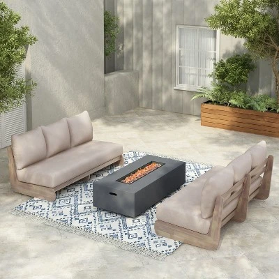 Christopher Knight Home Ryneth 69'' Mid-Century Modern Outdoor Acacia Wood 3-Seater Sofa With Thick Cushion 8 Christopher Knight Home Ryneth 69'' Mid-Century Modern Outdoor Acacia Wood 3-Seater Sofa With Thick Cushion - Image 8