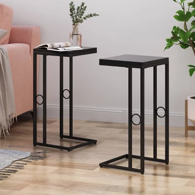 Set Of 2 Bader Modern C-Shaped Side Table Black - Christopher Knight Home 1 Set Of 2 Bader Modern C-Shaped Side Table Black - Christopher Knight Home