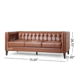 Pondway Contemporary Faux Leather Tufted 3 Seater Sofa - Christopher Knight Home -FurniVerse Store GUEST c7cd0597 fa95 4238 9530 54287a74fad1