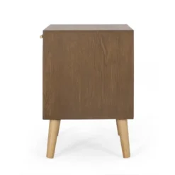 Hulett Contemporary End Table With Storage Walnut/Natural/Antique Gold - Christopher Knight Home -FurniVerse Store GUEST c7dfc74b 904e 484c 9725 9c487cb65f0b