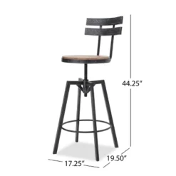 Set Of 2 Alanis Modern Industrial Firwood Adjustable Height Swivel Barstools Natural/Black Brushed Silver - Christopher Knight Home -FurniVerse Store GUEST c9042f62 29e7 4ac4 b823 2eda4b88e6fc