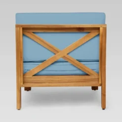 Brava 5pc Acacia Sectional Sofa Set - Teak/Blue - Christopher Knight Home -FurniVerse Store GUEST c9496fc0 1bc1 46aa b305 6191d217a6bf