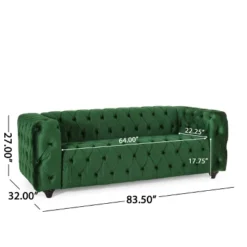Sagewood Contemporary Velvet Tufted 3 Seater Sofa Emerald/Espresso - Christopher Knight Home -FurniVerse Store GUEST c977c5d2 d191 491e a91f d79ac037e69e