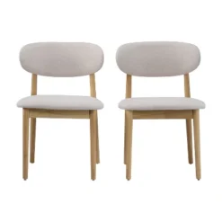 Christopher Knight Home Bulwarth Mid-Century Modern Rubberwood Upholstered Dining Chair With Curved Back (Set Of 2) -FurniVerse Store GUEST ca51fea2 f5d3 477a ae5a 16621b29fc45