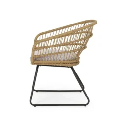 Christopher Knight Home Lemere Outdoor Wicker And Metal Upholstered Dining Chairs (Set Of 2) -FurniVerse Store GUEST ca5dbe0e 92c7 4440 9a40 f3960baf2943