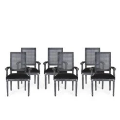 Set Of 6 Maria French Country Wood And Cane Upholstered Dining Chairs - Christopher Knight Home 34 Set Of 6 Maria French Country Wood And Cane Upholstered Dining Chairs - Christopher Knight Home -FurniVerse Store GUEST ca7d7f6e 1dfa 4250 8fb6 52351edfbdf7