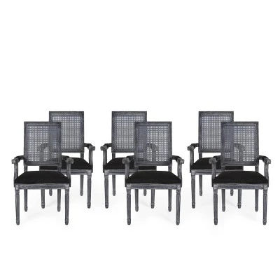 Set Of 6 Maria French Country Wood And Cane Upholstered Dining Chairs - Christopher Knight Home 16 Set Of 6 Maria French Country Wood And Cane Upholstered Dining Chairs - Christopher Knight Home - Image 16