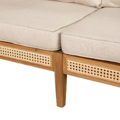 Christopher Knight Home Maciej 56" Patio Rustic Acacia Wood Upholstered Sofa With Rattan-Wrapped Frame -FurniVerse Store GUEST cac7d681 c463 469a ac94 db24af9fae0a