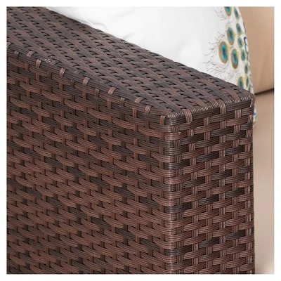 Murano 2pc Aluminum Patio Chat Set With Cushions - Brown - Christopher Knight Home 3 Murano 2pc Aluminum Patio Chat Set With Cushions - Brown - Christopher Knight Home - Image 3