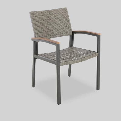 Luton 2pk Wicker & Aluminum Patio Dining Chair - Gray - Christopher Knight Home 2 Luton 2pk Wicker & Aluminum Patio Dining Chair - Gray - Christopher Knight Home - Image 2
