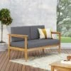 Magnolia Patio Acacia Wood Loveseat - Teak/Dark Gray - Christopher Knight Home