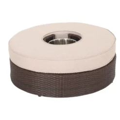 Madras Tortuga 8pc Wicker 1/2 Round Seating Set With Ice Bucket Ottoman - Brown/Beige - Christopher Knight Home -FurniVerse Store GUEST cd2176e7 dafd 4f0f 92a0 041c0ca39517