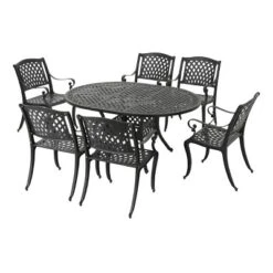 Carysfort 7pc Aluminum Dining Set - Black Sand - Christopher Knight Home