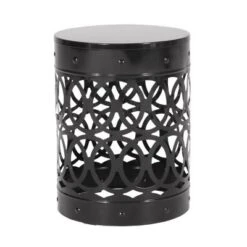 Iron Cut Design Outdoor End Tables, Modern Cylindrical Patio End Table, Outdoor Side Table With Overlapping Circle Pattern -Christopher Knight Home -FurniVerse Store GUEST cede9e27 7877 45fc bc8b b11c8675cde0