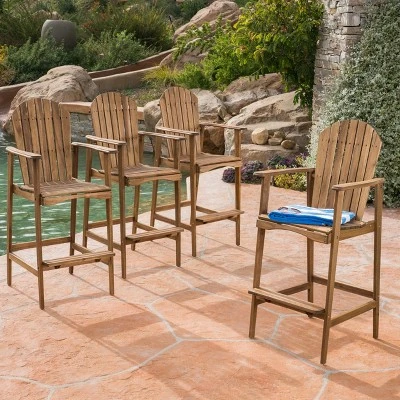 Christopher Knight Home Malibu Outdoor Acacia Wood 29.5 Inch Adirondack Barstools (Set Of 4) 9 Christopher Knight Home Malibu Outdoor Acacia Wood 29.5 Inch Adirondack Barstools (Set Of 4) - Image 9