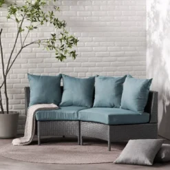 Christopher Knight Home Harper Outdoor Wicker Curved 76" W Loveseat Sectional With Cushions -FurniVerse Store GUEST d06b89e6 2e82 4e01 b00e 0bbf2d591924