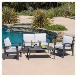 Honolulu Outdoor 4pc Wicker Seating Set And Cushions - Christopher Knight Home -FurniVerse Store GUEST d12f396e 9dd7 44b5 9789 0372da75f670