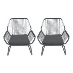 Christopher Knight Home Idaho Outdoor Rope And Steel Club Chairs With Cushion (Set Of 2), Gray/White 15 Christopher Knight Home Idaho Outdoor Rope And Steel Club Chairs With Cushion (Set Of 2), Gray/White -FurniVerse Store GUEST d24b06f5 41ff 4e48 ab85 9672c1b08a2f
